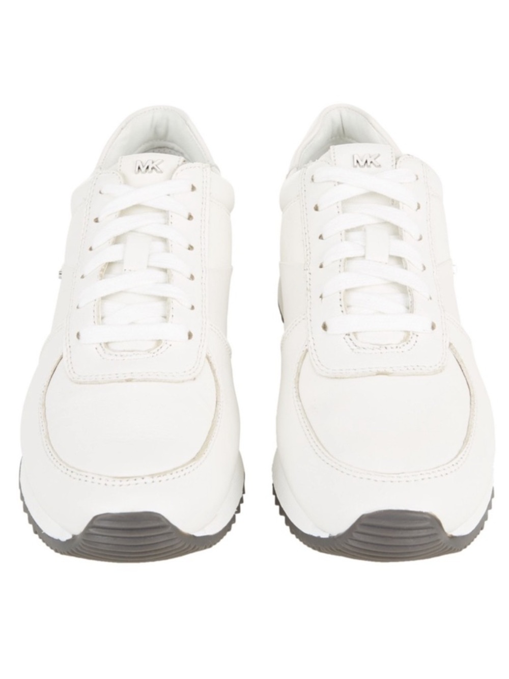 MICHAEL Michael Kors Allie Sneakers Lace Up Trainers Leather White Gray Size 7.5